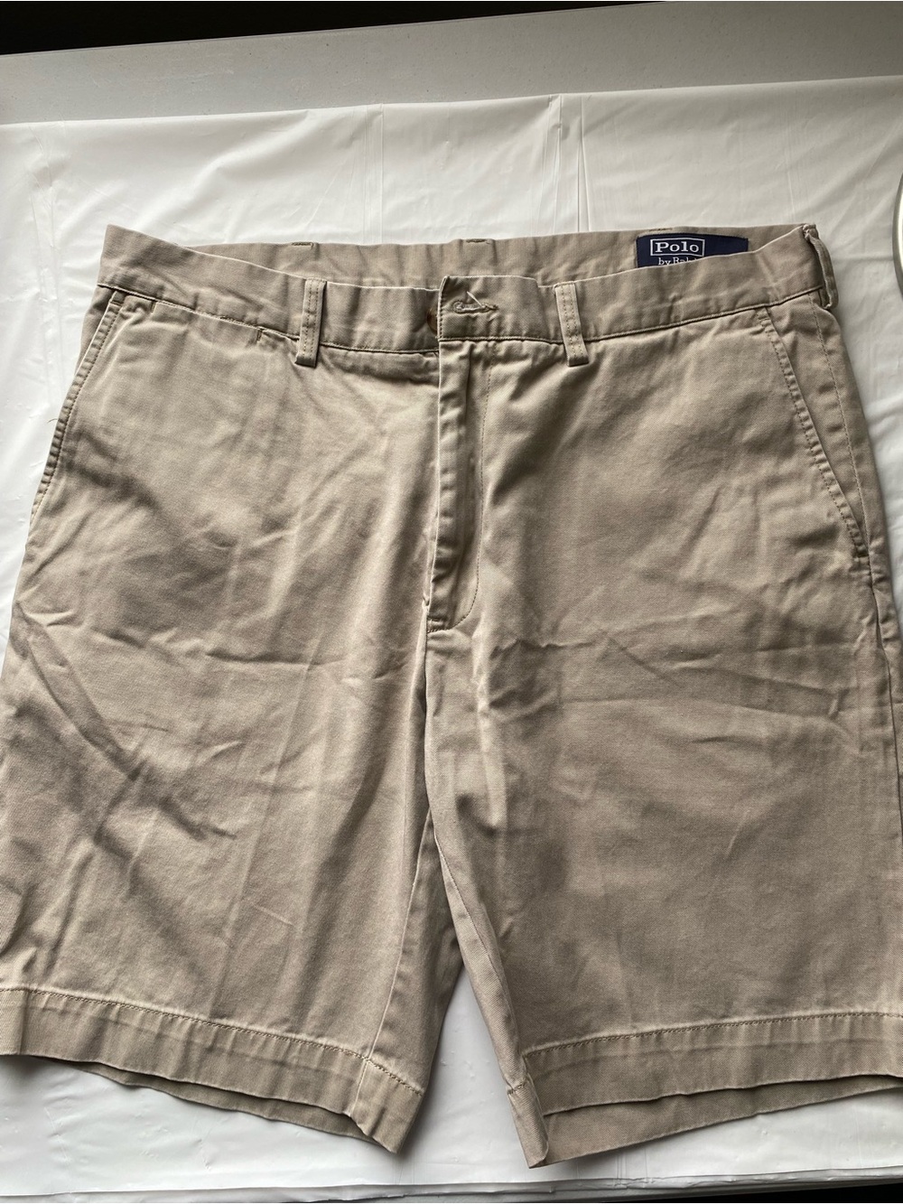 Polo Ralph Lauren Classic Fit 9" Chino Shorts Khaki Tan Beige Cotton 36